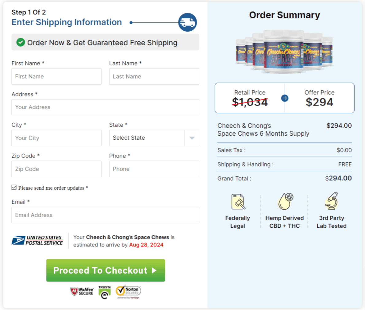 cheech and chong checkout page